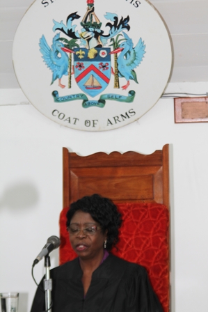 Newly sworn in President of the Nevis Island Assembly Mrs. Christine Springette