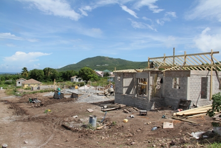 A section of ongoing home construction at Colquhoun Housing Development in Jessups Village  