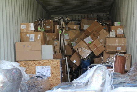 More medical supplies, equipment and furniture in the 40ft. container from Global Links