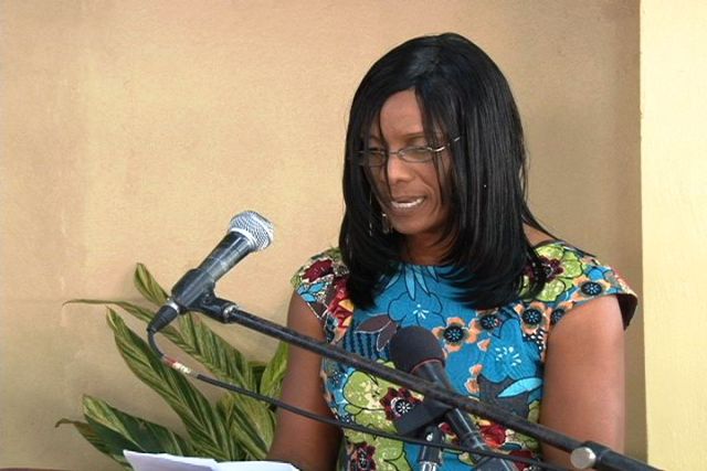 Market vendor, Mrs. Amethyst Claxton-Liburd, thanks the Nevis Island Administration for renovating the former Charlestown Public Market