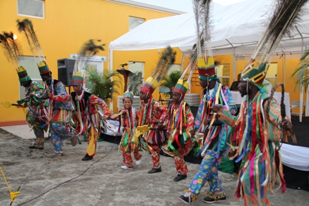 Young Masqueraders performing during the official opening ceremony of the Cotton Ground Community Centre on December 16th, 2011