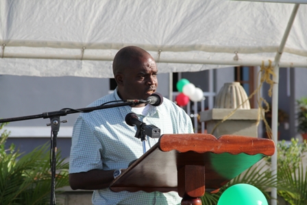 Director of Projects in the Nevis Island Administration Mr. Denzil Stanley presenting an overview of the Cotton Ground Police Station Project