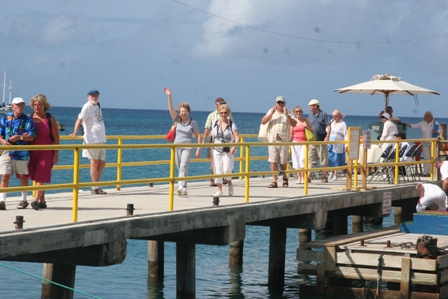 Cruise visitors dock at the finger pier in Charlestown (file photo)