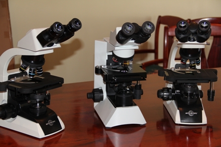 The three microscopes, a gift from the Charlestown Seven Day Adventist Church valued at $15,000 presented to the Ministry of Health for use at the Alexandra Hospital’s Laboratory in the delivery of its diagnostic services