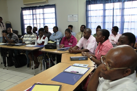 Some of the participants selected for the Sugar Industry Diversification Foundation’s Small Business Entrepreneur and Enterprise Development Business Boot Camp on Nevis. Facilitators look on from the second row