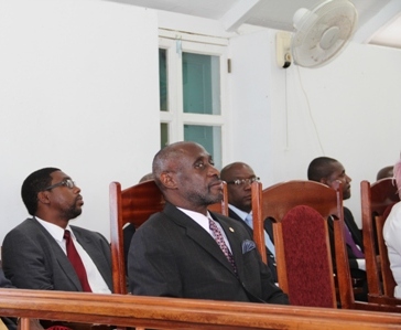 Members of the Federal Parliament (l-r) who were invited to attend the first sitting of the Nevis Island Assembly at Hamilton House in Charlestown on March 26, 2013