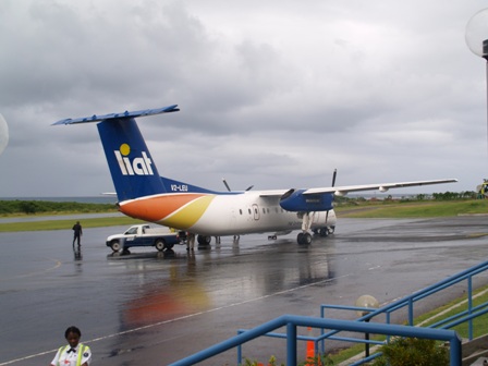 An aircraft from LIAT’s fleet on the tarmac at the Vance W. Amory International Airport in Newcastle