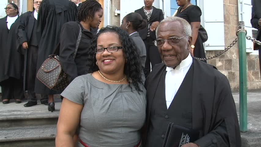 Longest serving Lawyer on Nevis Mr. Theodore Hobson QC and his Secretary of 27 years Mrs. Charmaine Hanley