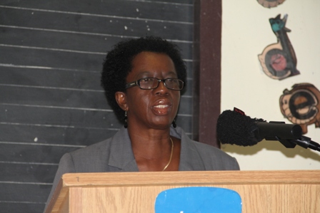 Ermileta Elliott, Education Officer and Chairperson for the opening ceremony of the Ministry and Department of Education’s Reading Assessment Training workshop at Marion Heights on February 17, 2014