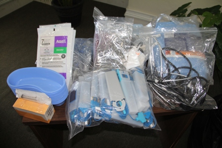 Some of the medical supplies donated to the Alexandra Hospital on Nevis from the Global Faith Alliance through a partnership with Pastor Davidson Morton of the Eden Brown Church of God at Butlers Village, Nevis on February 17, 2014
