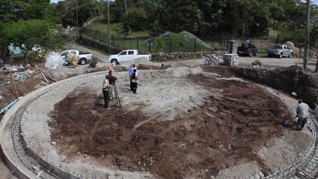 The base for a 500,000 reservoir under construction at Stoney Hill on April 16, 2014, part of the Caribbean Development Bank funded Water Enhancement Project 
