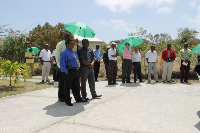 Some of the invited guests on hand to witness the ground breaking on April 24, 2014 to make way for an expansion project for the Mount Nevis Hotel