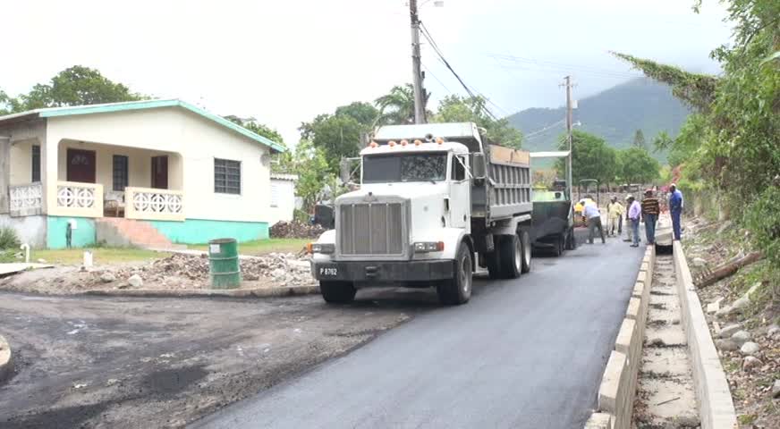 Roadwork on a section of the Hamilton Road by the Ministry of Communications and Works in the Nevis Island Administration through its Public Works Department on June 19, 2014