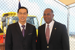 (L-R) Republic of China (Taiwan) Resident Ambassador to St. Kitts and Nevis His Excellency Miguel Tsao and Premier of Nevis Hon. Vance Amory
