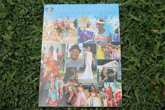 The cover of the Cadre Beat, a commemorative magazine produced by the Nevis Culturama Committee magazine for the 40th anniversary of Culturama