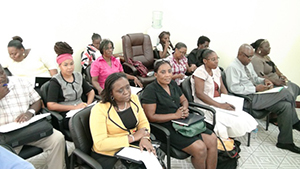 Head Teachers of Government-owned schools and Education Officers on Nevis, at a meeting with Premier of Nevis and Minister of Education Hon. Vance Amory at the Ministry of Finance conference room in Charlestown on July 24, 2014