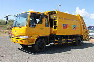 The waste disposal truck handed over to the Nevis Island Administration by the Republic of China (Taiwan)’s Resident Ambassador to St. Kitts and Nevis His Excellency Miguel Tsao on July 21, 2014 on behalf of Tainan County in Taiwan