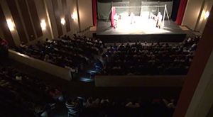 A section of the audience at the Globe to Globe’s presentation of William Shakespeare’s Hamlet on September 04, 2014 at the Michael Herald Sutton Auditorium at the Nevis Performing Arts Centre