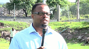 Deputy Premier of Nevis and Area representative for St. John’s Parish Hon. Mark Brantley at the Brown Hill play field on November 18, 2014