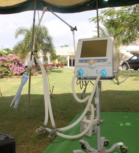 A ventilator monitor, a gift from the St. Christopher and Nevis Social Security Board to the Alexandra Hospital on December 19, 2014
