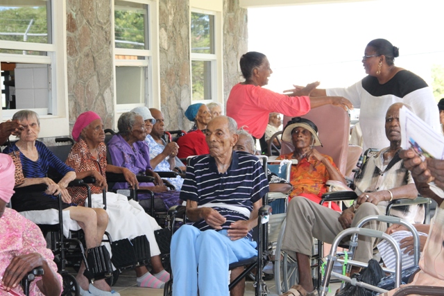 A section of residents at the Flamboyant Nursing Home in attendance at the 103rd birthday celebration of Celian “Martin” Powell on January 19, 2015