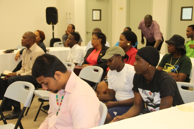 A section of persons at the Department of Youth and Sports website launch on February 09, 2015 at the Emergency Operations Centre at Long Point