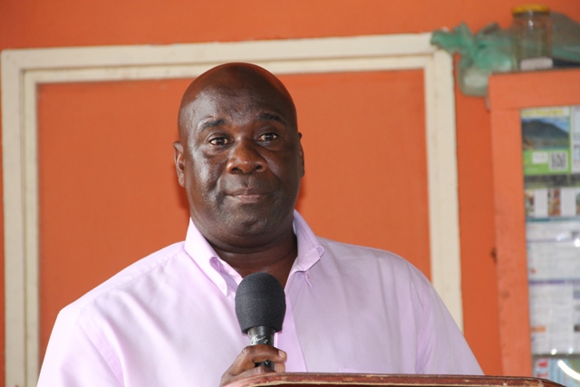 Minister of Co-operatives Alexis Jeffers delivering remarks at the opening ceremony of the Newcastle Pottery Making workshop on June 8, 2015 at the Newcastle Pottery