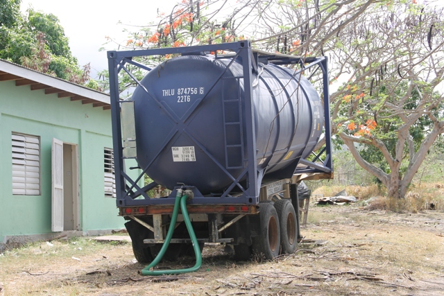 The tank of molasses available for livestock farmers at the Prospect Agricultural Station. It was imported into the island through a Nevis Island Administration Department of Agriculture/Supply Office initiative