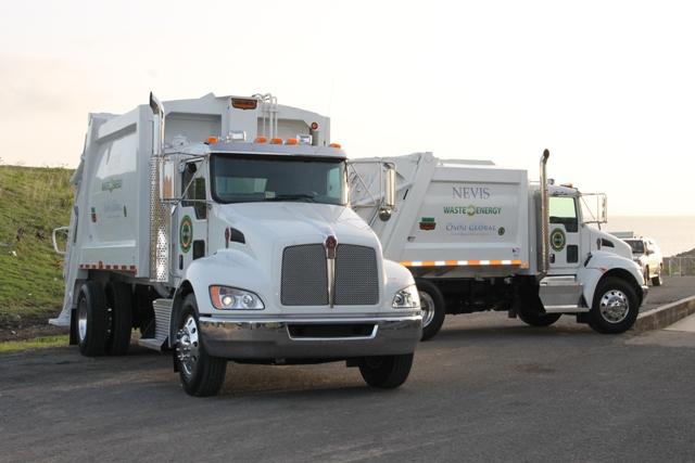 Two fully-automated state-of-the-art Kenworth garbage collection trucks (one a 12-yard and the other a 20-yard) from US-based Omni Global given to the Nevis Solid Waste Management Authority on September 17, 2015, as part of an agreement for a waste-to-energy plant and a solar plant on Nevis by the end of 2015