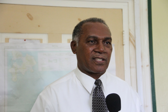 Premier of Nevis Hon. Vance Amory at the Nevis Island Administration’s conference room at Bath Hotel on November 11, 2015
