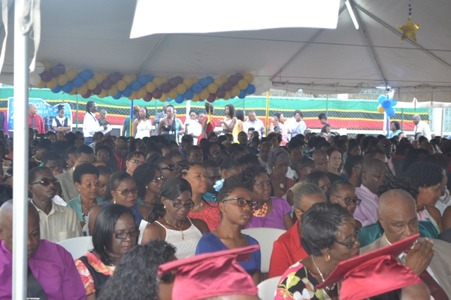 A section of persons attending the Charlestown Secondary School and the Nevis Sixth Form College Graduation and Prize-giving Ceremony at the Cicely Grell-Hull Dora Stevens Netball Complex on November 11, 2015