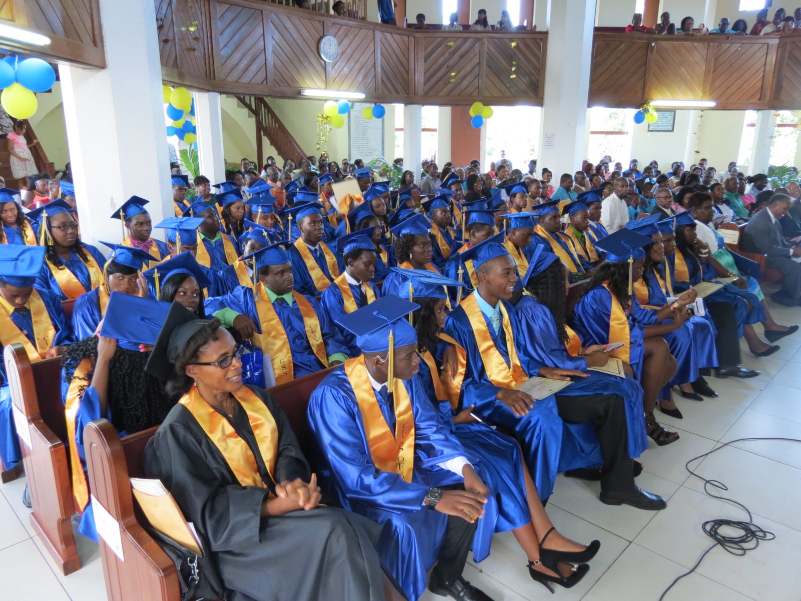 Graduands at the 42nd annual Graduation Ceremony of the Gingerland Secondary School at the Gingerland Methodist Church on November 12, 2015