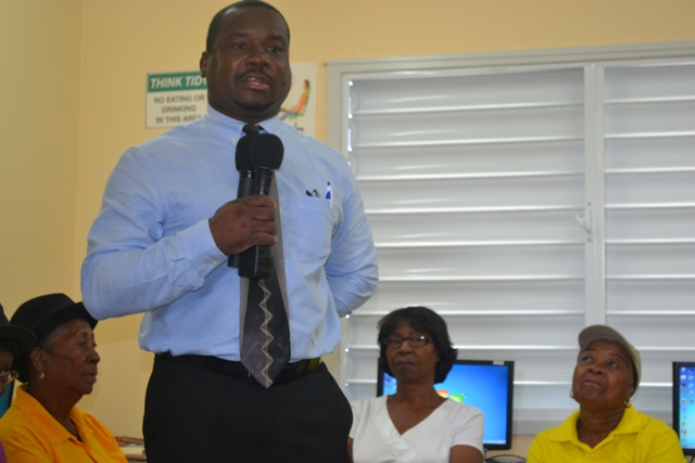  Permanent Secretary in the Ministry of Social Development, Mr. Keith Glasgow, making remarks at the opening ceremony of the Computer Skills Course for Seniors held at VOJN Primary School Computer Laboratory on February 01 2016