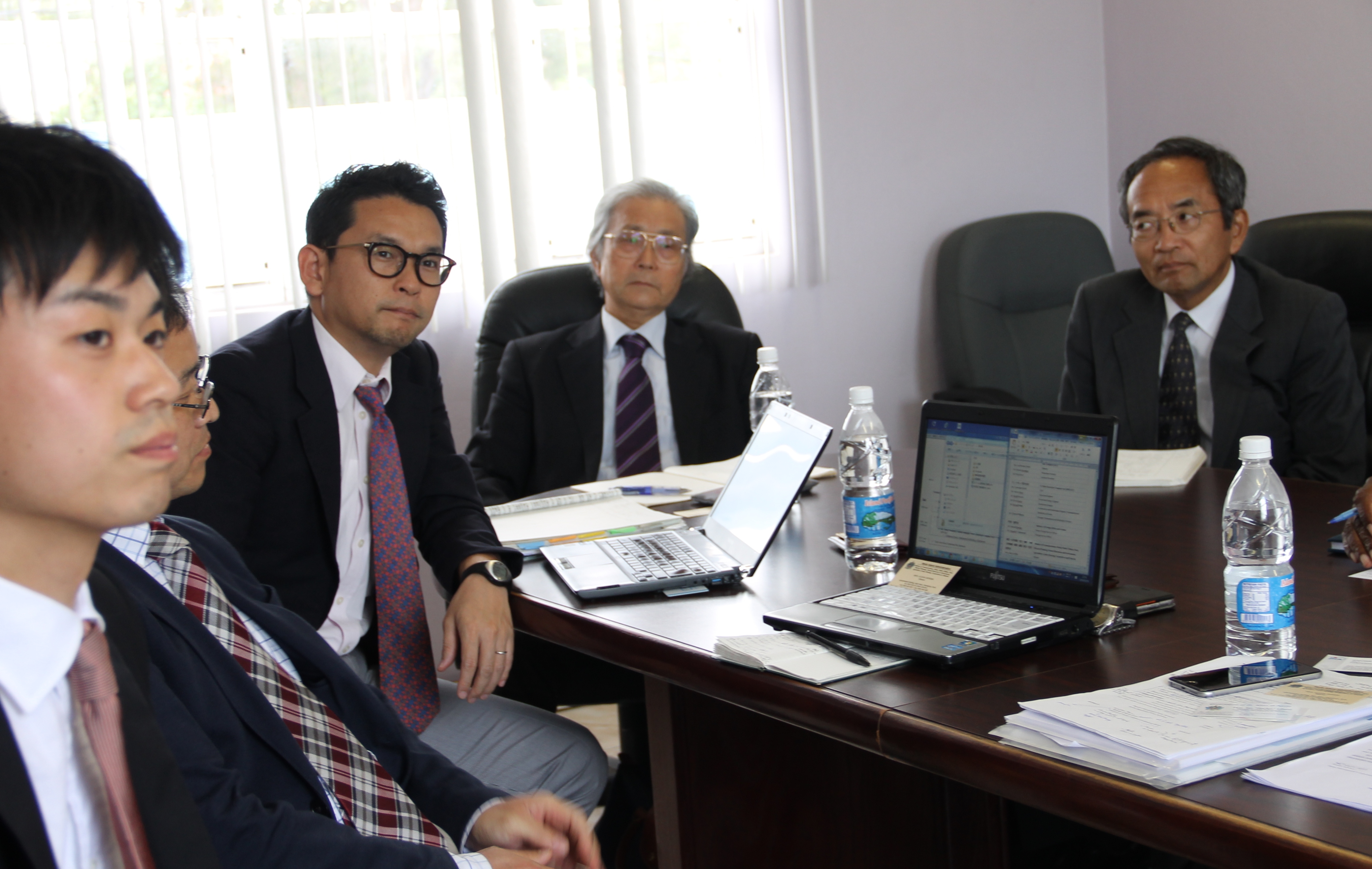 Other members of the Japan International Corporation Agency six-member team during a meeting with Minister responsible for Energy, Natural Resources and Public Utilities on Nevis Hon. Alexis Jeffers at the Nevis Island Administration conference room in Charlestown on March 01, 2016 