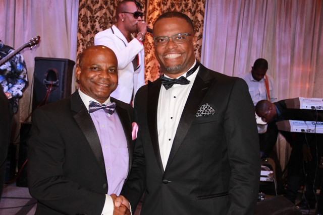 (L-R) Ministers of Tourism in St. Kitts and Nevis Hon. Lindsay Grant and Hon. Mark Brantley respectively at the Ministry of Tourism’s recent awards ceremony and gala hosted by the Ministry of Tourism in Nevis at the Four Seasons Resort