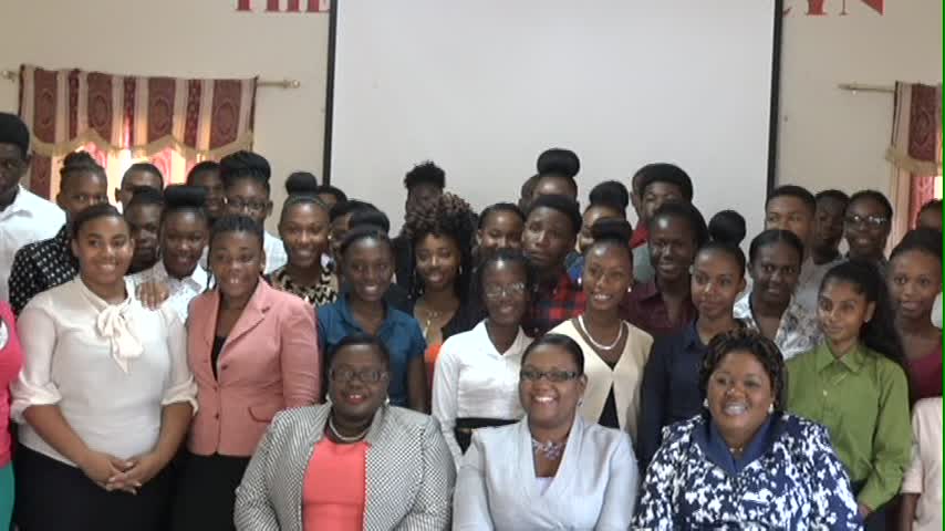 A section of participants at the Department of Youth and Sports’ 13th annual Summer Job Attachment training workshop on June 20, 2016, at the Red Cross Headquarters conference room. Seated (l-r) are Junior Minister in the Ministry of Social Development Hon. Hazel Brandy-Williams, Zahnela Claxton, Co-ordinator of Youth Development and Assistant Secretary in the Ministry of Social Development Michelle Liburd