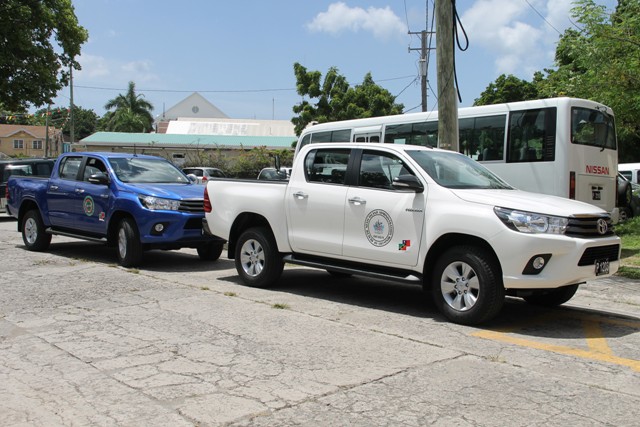 Two brand new Toyota trucks, a gift from the government and people of the Republic of China (Taiwan) to the Nevis Island Administration, for use in environmental programmes at the Ministry of Health’s Port Health Unit and the Nevis Solid Waste Management Unit