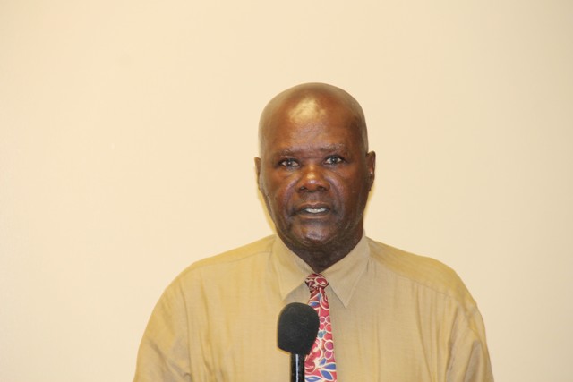 Chairman of the Nevis Electricity Company Limited Farrell Smithen delivering remarks at the opening ceremony of a Nevis Electricity Company Limited Transmission and Distribution Training Workshop on September 05, 2016 at its conference room at Long Point