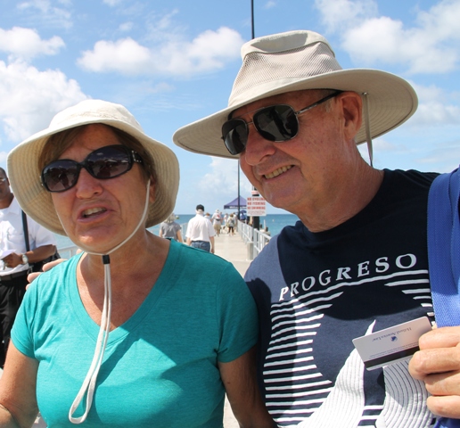 Prinsendam cruise passengers Colly and Bob from Ontario, Canada visiting Nevis on November 23, 2016