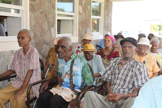 A section of residents at the Flamboyant Nursing Home in Nevis during the birthday celebration of the home’s oldest resident, 105-year-old Celian “Martin” Powell on January 19, 2017