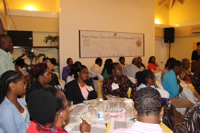 A section of participants at the Sub-Regional Women’s Forum on the SDGs hosted by the Ministry of Social Development in the Nevis Island Administration in collaboration with the Commonwealth Women Parliamentarians and supported by the Organisation of American States at the Mount Nevis Hotel on March 22, 2017 