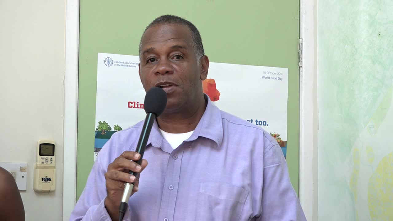 Mr. Eric Evelyn, Permanent Secretary in the Ministry of Agriculture on Nevis at the announcement ceremony at the ministry on August 18, 2017, of the most recent students who will be pursuing studies at Earth University in Costa Rica