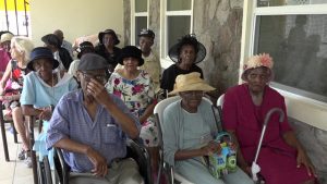 Senior citizens at the Flamboyant Nursing home at a ceremony hosted by the Social Services Department, Senior Citizens Division in the Ministry of Social Development recently to honour centenarians on Nevis