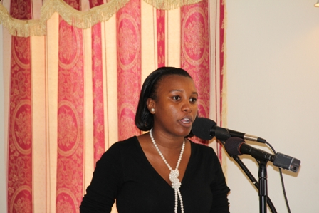 Youth Services Coordinator in the Youth Division of the Social Services Department Mrs. Diana Pemberton at the closing ceremony of the 8th Annual Summer Job Attachment Programme (Photo by Luchano Lewis)