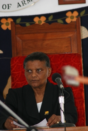 Outgoing President of the Nevis Island Assembly Mrs. Marjorie Morton