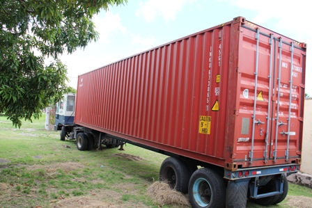 The container arriving at the Alexandra Hospital Grounds on October 20th, 2011