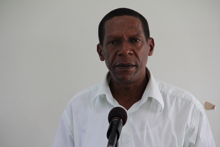 Extension Officer in the Department of Agriculture Mr. Walcott James delivering remarks at the Hydroponics Nutrients Workshop