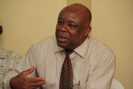 Minister of Social Development on Nevis Hon. Hensley Daniel at graduation ceremony for participants of the Basic Plumbing Installation Course at the old St. Johns Primary School in Brown Pasture