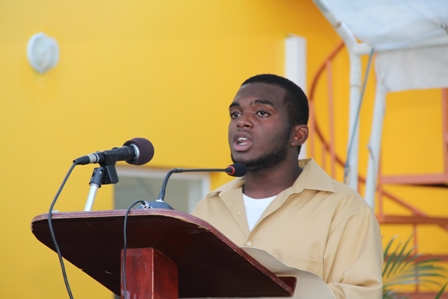 Mr. Jeson Leblanc a youth of the Cotton Ground Community as he gave a youth’s perspective on the use of the new community centre