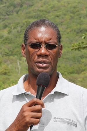 Director of Agriculture in the Department of Agriculture on Nevis Mr. Keithley Amory on an island wide field trip with other top Agriculture Officials on Nevis